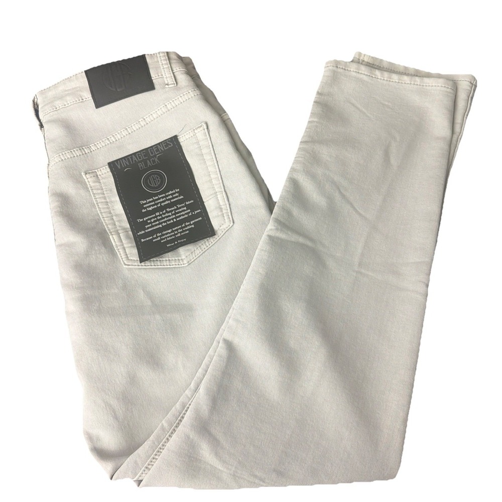 VGB Vintage Genes Black Men's Denim Jeans Cream SZ 34 X 30 Slim Fit Stretch New